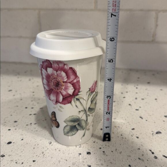 Lenox Butterfly Meadow Ceramic Cup Travel Mug with Lid Floral Design - Picture 7 of 9